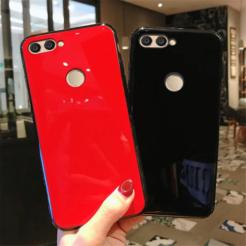 For Huawei P Smart Plus Nova 3i Case Black red Reflective Glossy for Huawai Cover Enjoy 7S |