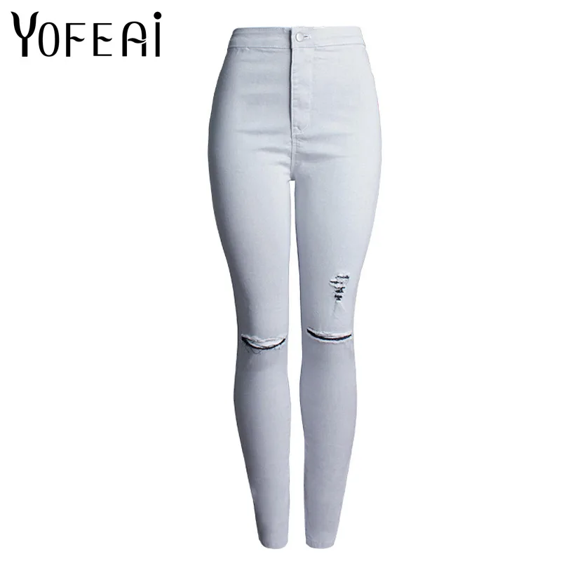 YOFEAI 2017 Ripped Jeans For Women Fashion High Waist Jeans Skinny jeans Women Sexy Pencil Jeans