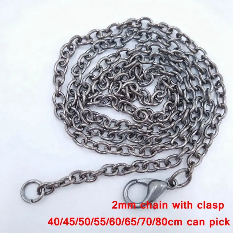 

100pcs lot gunmetal black link cable chain necklace findings accessories 40/45/50/55/60/65/70/80cm can chosen CCN018