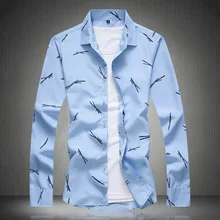 Демисезонный мужской печати рубашка с длинными рукавами плюс Размеры 3XL 4XL 5XL 6XL 7XL 5z