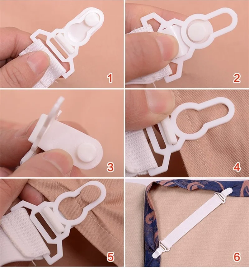 

4Pcs Nylon Anti Slip Sheet Fixer Holder Elastic Cloth Belt Fasteners Set Super Practical Bedspread Bedding Article Accessory