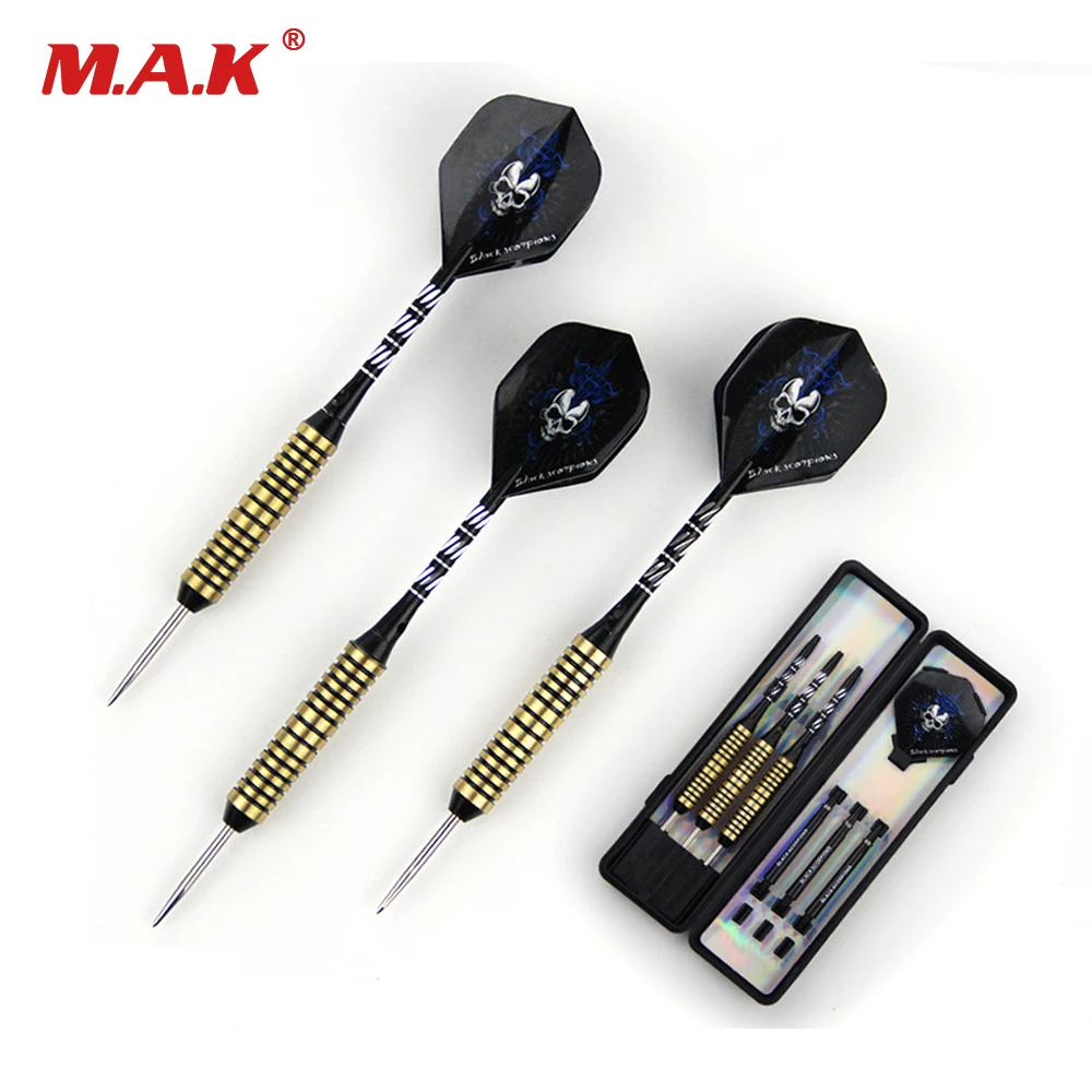 

High Quality 3pcs 25g Steel Tip and Silver Marked/Black Shaft Cooper Handle Darts with Black Skull Dart Flight