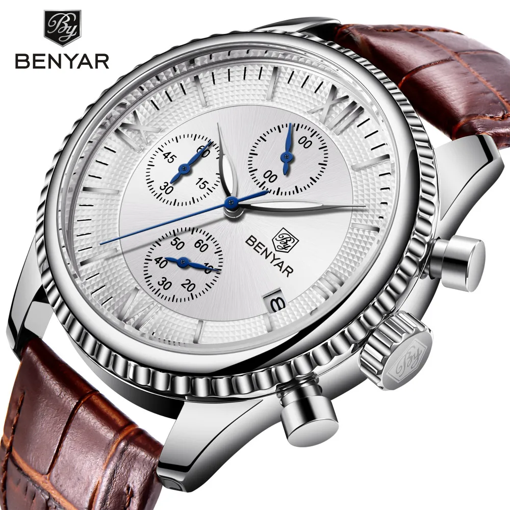 

Relogio Masculino 2019 BENYAR Top Brand Watch Men's Buisness Military Quartz Leather Casual Watches Reloj Hombre kadin saat