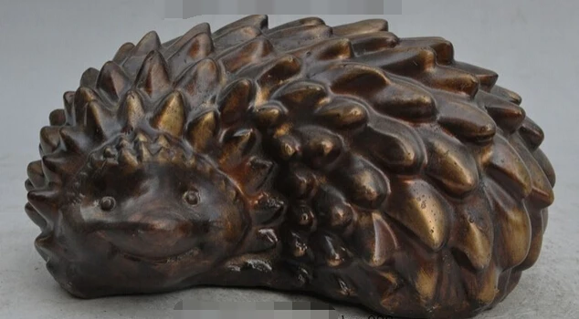 

bi002808 8"Chinese Fengshui bronze auspicious animal Lovely Hedgehog statue Sculpture