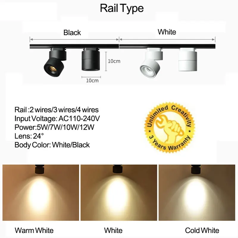 Free shipping COB led track light 7W 10W 12W 234 Wires Rail light 3 phase track spotlight for for Home Stores Shop Lighting (4)