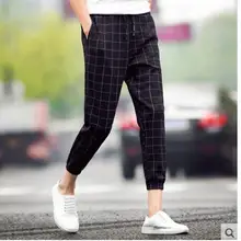 M~ 3XL! 2017men's одежда повседневные штаны штаны-шаровары тонкий плед брюки длиной до щиколотки Штаны певица костюмы