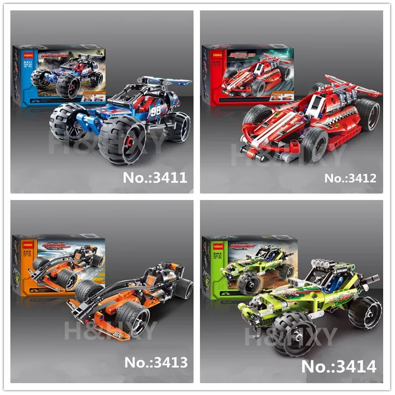 В наличии Decool Warrior off-roader Racer Pull Back Technic Car Building Block наборы игрушек 3411 3412 3414 3413 детские подарки