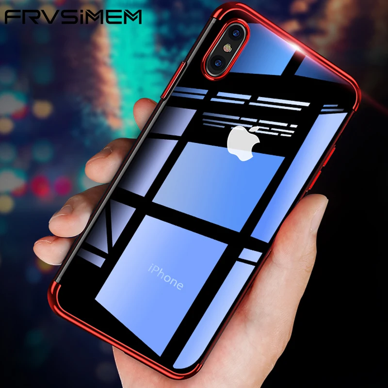 

For iPhone 11 Pro X XS Max XR 7 8 Plus 6 6s Plating Transparent TPU Case Silicone Soft Cases For Apple iPhone X Xs R S Max Cases