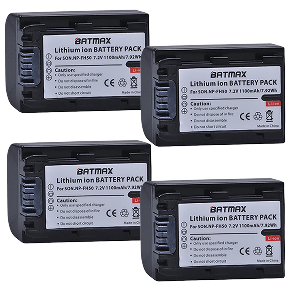 

4Pcs NP-FH50 NP FH50 NPFH50 NP FH70 NP FH100 Battery for Sony A230 A290 A390 DSC-HX1 HX100 HX200 HDR-TG1E TG3 TG5 TG7 Camera