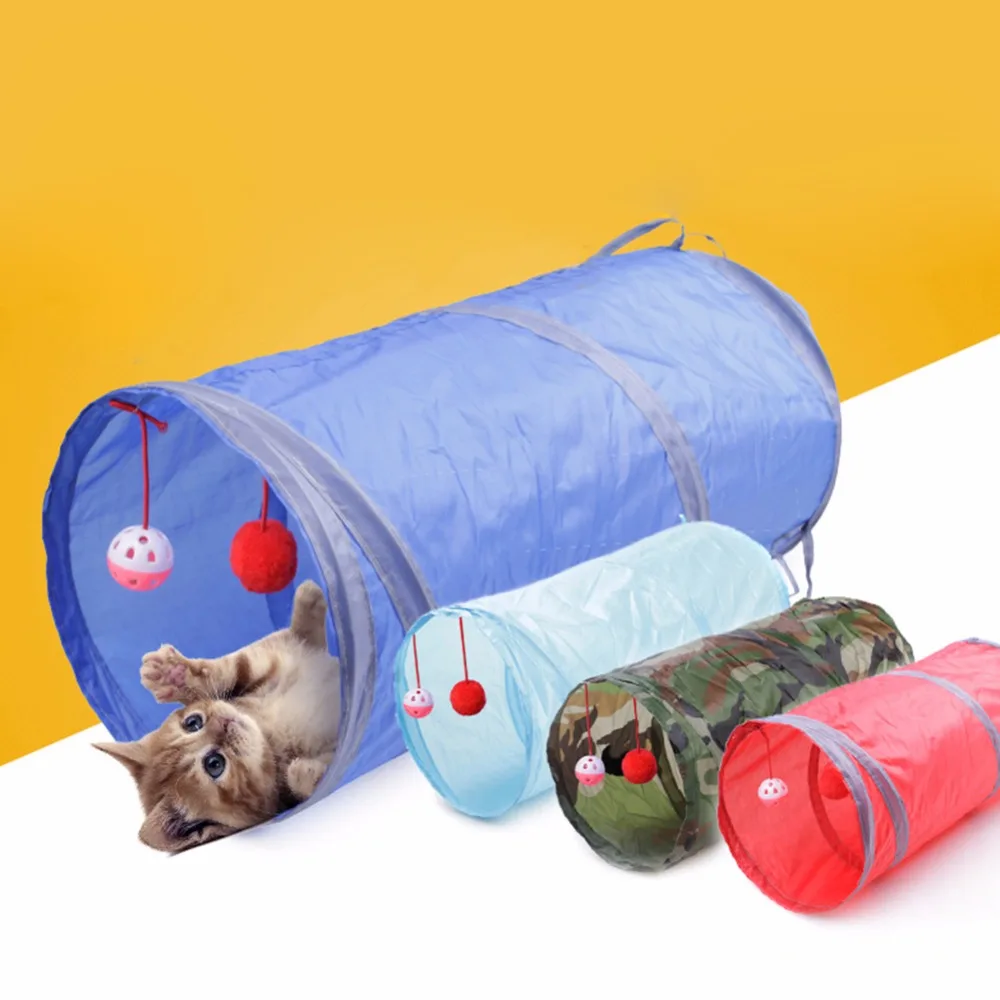 Cute Pet Cat Tunnel Activity Outdoor Game Playing Toy With Dangle Foldable Kitten Rabbit Toys