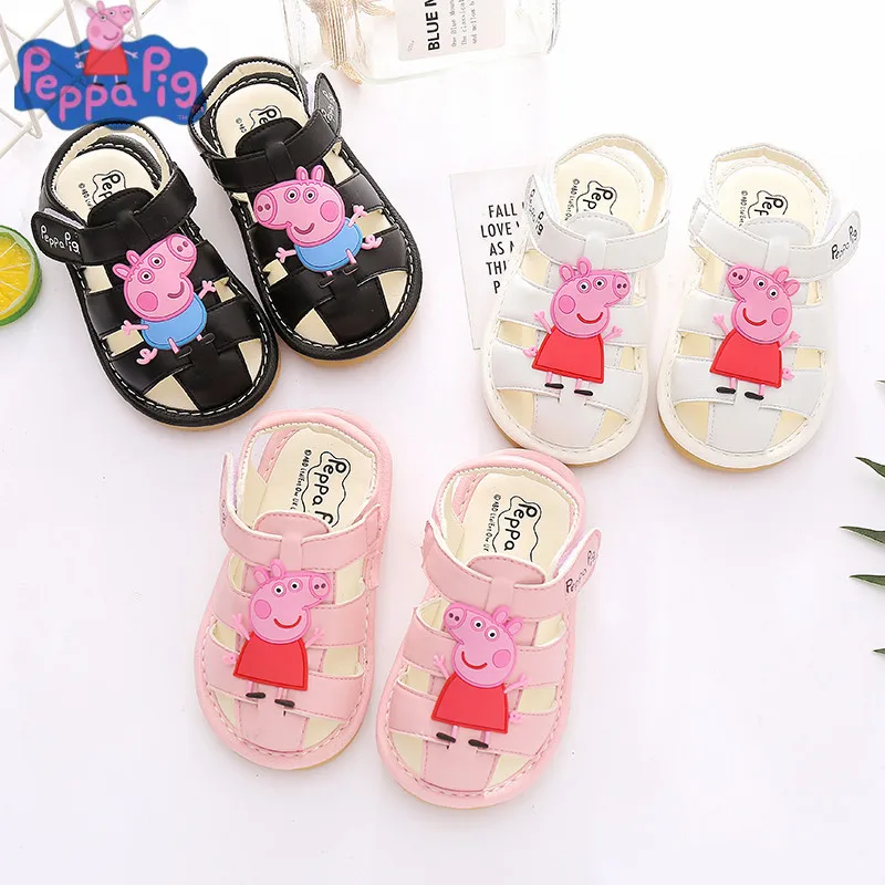 

Genuine New Peppa Pig Baby Girls Boys children Cartoon Shoes Plush Doll Summer Peppa George Anti-skid Slippers Kids Toys Gift