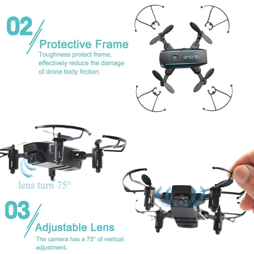 Linxtech IN1601 720P Wifi FPV Cute Selfie Mini Drone with Camera Helicopter Altitude Hold RC Drone Quadcopter Foldable Dron (8)