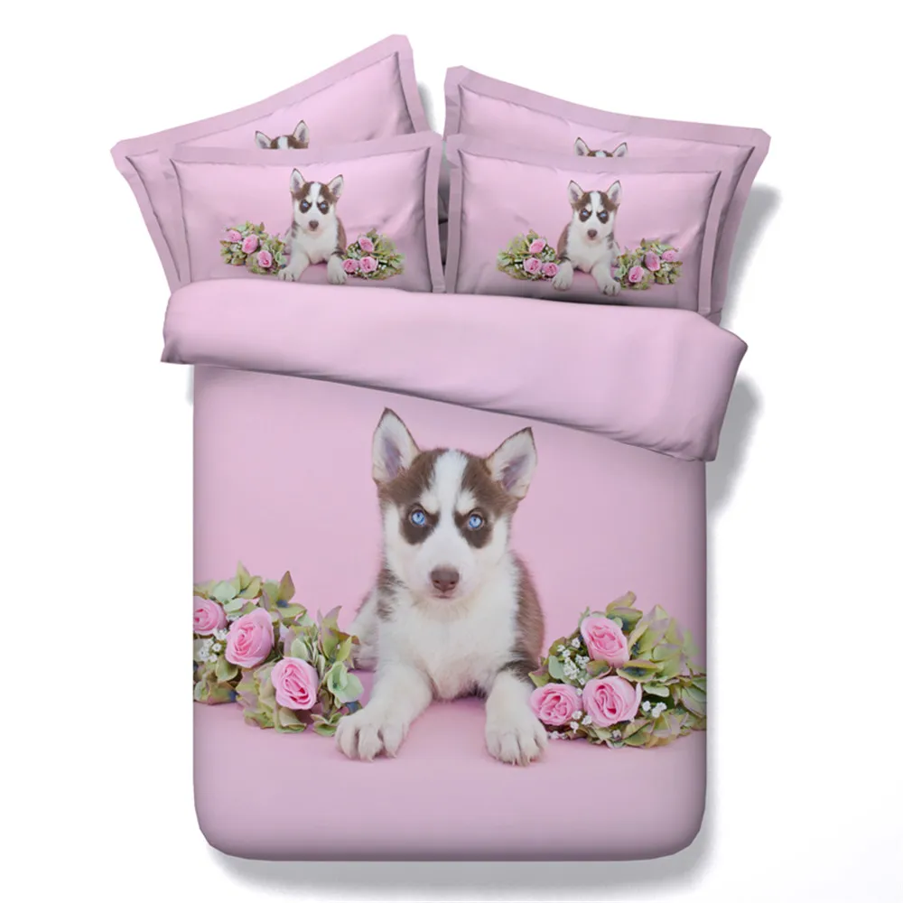 3d Dog Printing Duvet Covers 3 Colors(Pink/White/Gray) Bedding Sets Kids/Adult Home Textiles Twin/King/Queen/Super Size Package | Дом и сад