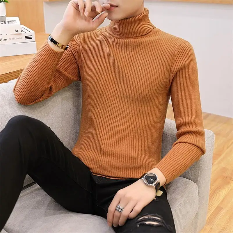 Winter Cashmere Thick Warm Sweater Men Turtleneck Brand Men's Sweater Slim Fit Pullover Men Knitwear Male Double Collar Sweaters - Цвет: 103 tuo se