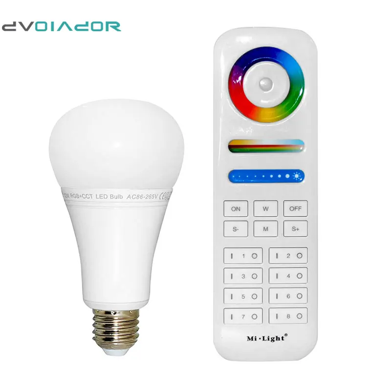 

DVOLADOR E27 2.4G RGB+CCT 12W Dimmable LED Bulb Spotlight Smart Home Led Light Bulb Lamp Work With MiLight 8-Zone Remote