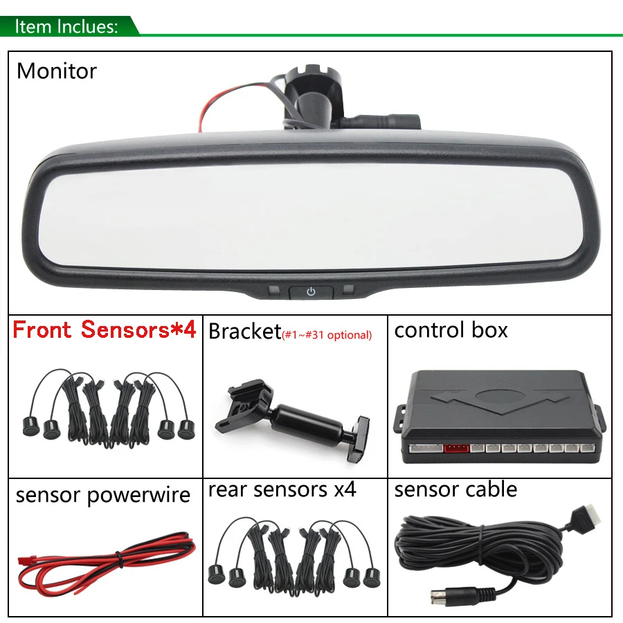 Кронштейн для салона автомобиля зеркало заднего вида монитор с передним задним датчиком парковки 8 шт. 22 мм радар сенсор s