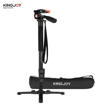 

KINGJOY MP1008F Camera Monopod with Detachable 3-Leg Tripod Base Pan Tilt Fluid Head 54-140cm for Canon Nikon Sony DSLR Cameras