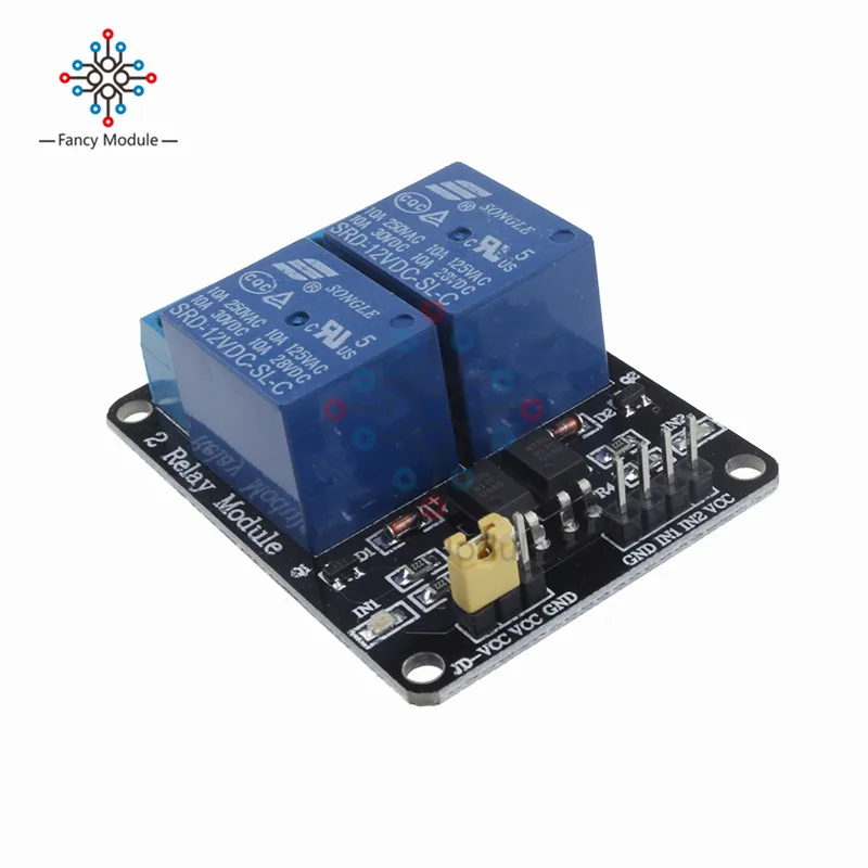 

12V Two 2 Channel Relay Module With optocoupler For Arduino PIC AVR DSP ARM TOP