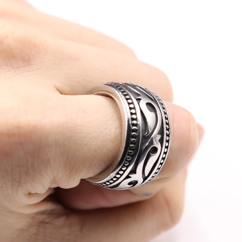 

Size 7-15 Punk Styler 316l stainless steel anti silver twisted knot rings for men women viking engagement chain rings