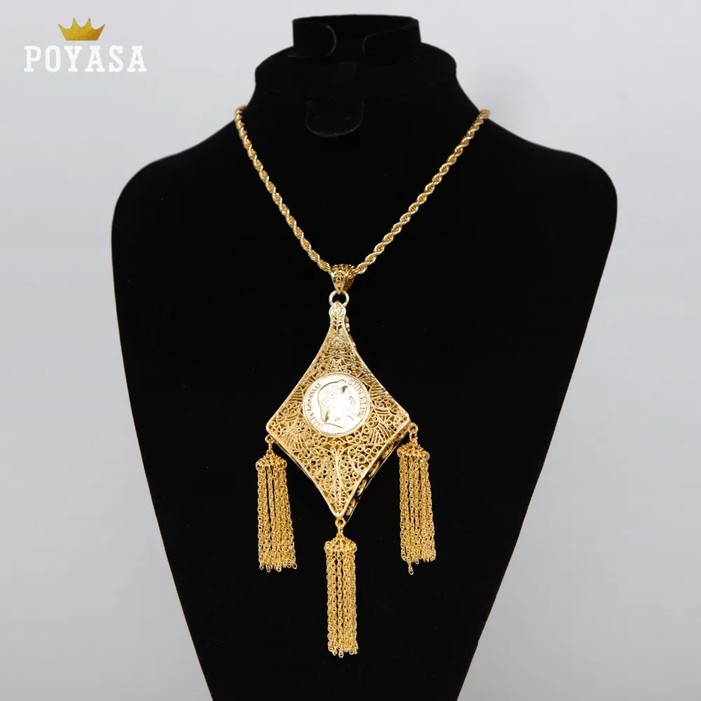 

Gold Color Fashion Ethnic Women Vintage Pendant Necklace Wedding Jewelry