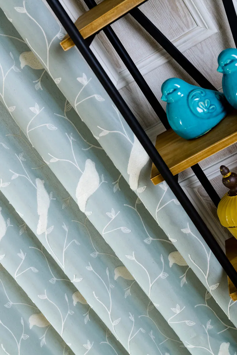 Tiyana, рустикальные синие тканевые шторы с принтом птиц, льняные затемненные тюлевые шторы для гостиной, спальни, кухни, на окно, Cortina P004D2