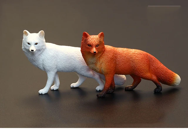 Online Hot New Wild Life Zoo Animal Model White Fox Red New Wild Life Zoo Animal Model White Fox Red Figurine Figures Kids Educational Toys Children Gift