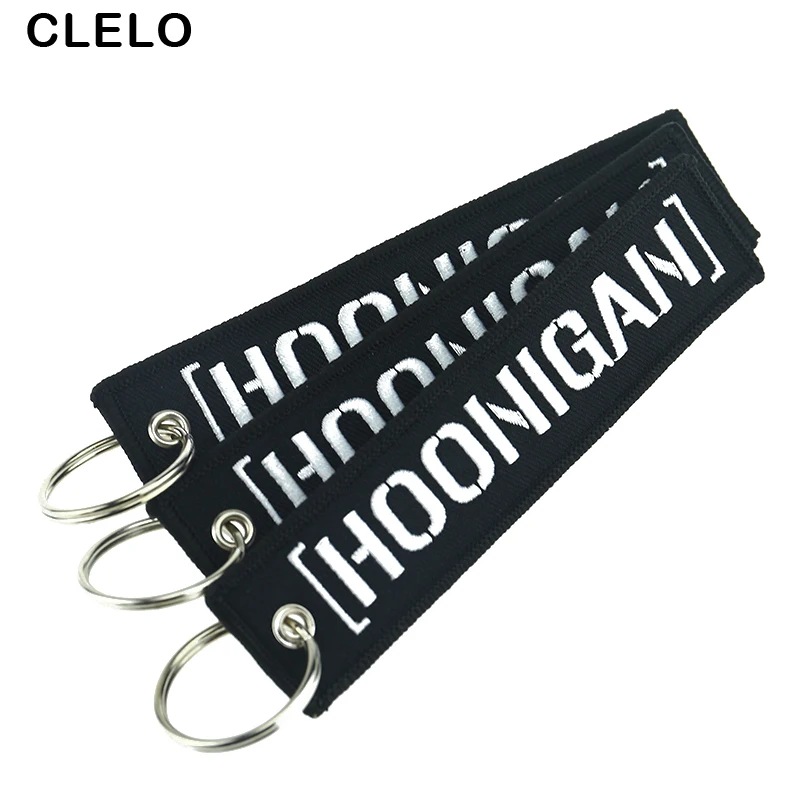 

CLELO Luggage Tag Fashion Embroidery Black Hoonigan Travel label tags With Key Ring Special Gift for Aviation Lover 3pcs/lot