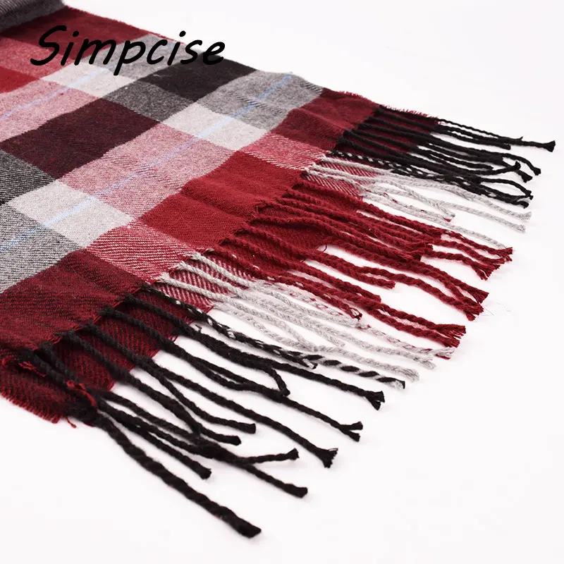 Warm brand tassel plaid knitted men scarf winter autumn scarves classical cashmere scarves brand design A3A17534 man scarf