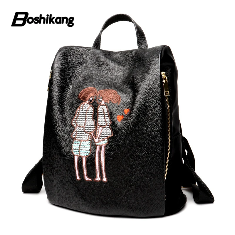 

Boshikang 100% Genuine Leather Women Backpack Preppy Teenage Girls Schoolbags Simple Knapsack Female Travel Bag