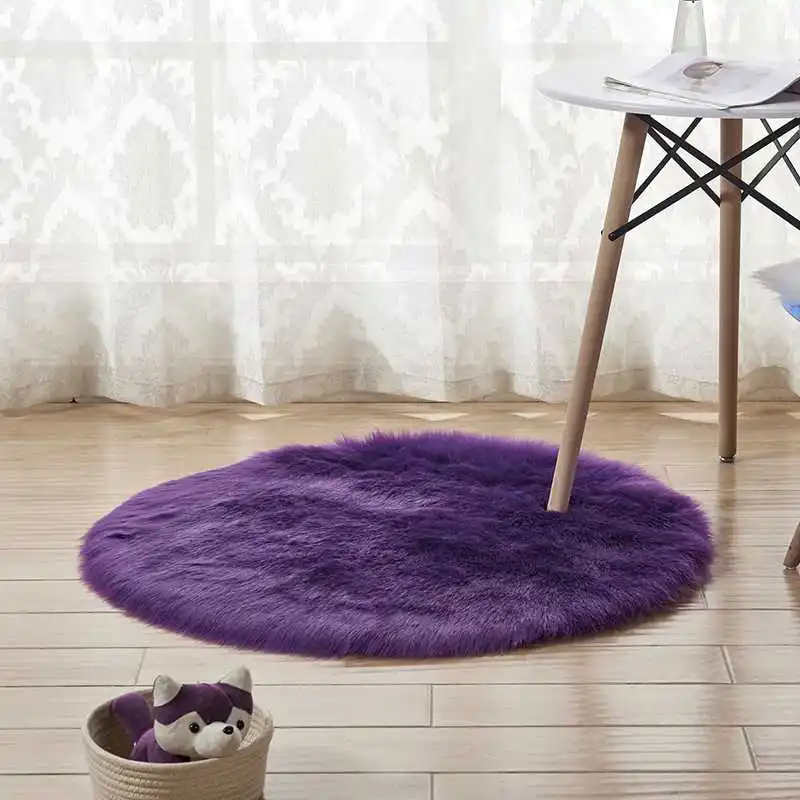 30~ 180 см круглый мягкий ковер из искусственной овчины, чехол для стула, коврик для спальни из искусственной шерсти, теплый пушистый текстил ковер для сиденья, меховые коврики - Цвет: purple