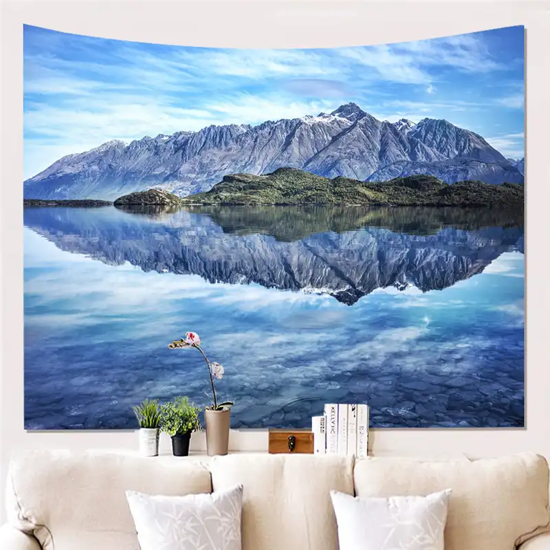 Nature Scenic Rectangle Printed Tapestry Bedroom Living Room Ceiling Hanging Wall Cloth Tapestries Decorative Fabric Paintings