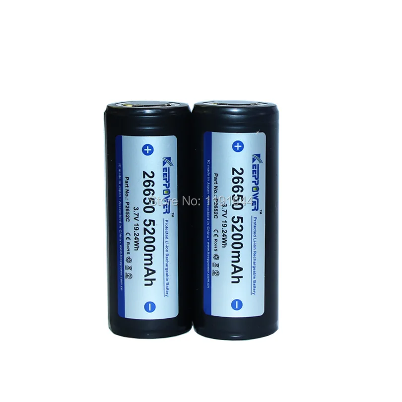 2 шт./лот,, Keeppower 3,7 V ICR 26650 5200 mah, защищенный аккумулятор