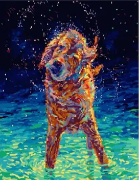 

Playful color dog DIY Painting By Numbers Modern Wall Art Picture Handpainted Oil Painting Unique Gift Home