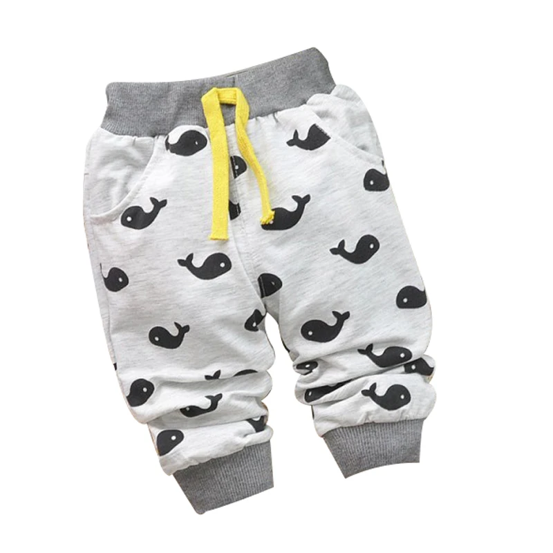 Новинка года, весенние модные Хлопковые Штаны с изображением маленького Кита для малышей штаны для маленьких мальчиков и девочек возрастом от 0 до 2 лет, штаны-шаровары для малышей