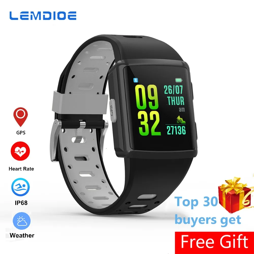 

LEMDIOE Smart Watch Men IP68 Waterproof fitness bracelet with pressure measurement Smartwatch Android IOS Pedometer GPS Watch