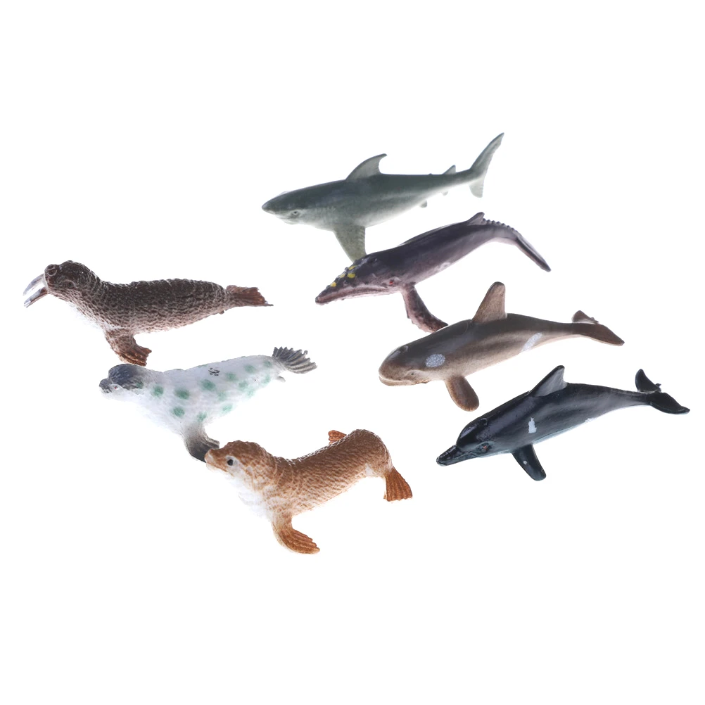 Kids Toys Aquatic Animals 12pcs Plastic Figures Ocean Shark Small Model Gift New