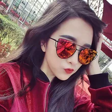 Fashion Brand Cat Eye Sunglasses Women Twin-Beams Sun glasses Female Retro Coating Mirror Glasses Flat Panel Lens Fashion Brand Cat Eye Sunglasses Women Twin-Beams Sun glasses Female Retro Coating Mirror Glasses Flat Panel Lens