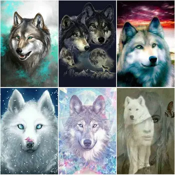 

5d diy diamond painting cross stitch Animal wolf stickers mosaic diamond embroidery handmade hobbies crafts diamant painting art