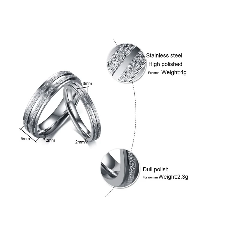 Vnox Forever Love Engagement Rings for Women Men Stainless Steel Wedding Bands Couples Promise Finger Ring