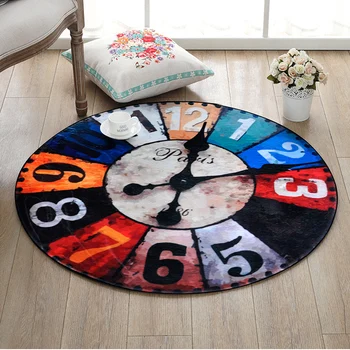 

European andAmerican Creative Retro Clock Circular Carpet Bedroom Livingroom Hanging Basket Round Mat Computer Chair Cushion