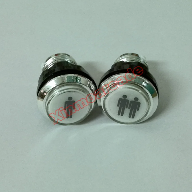 2pcs Arcade game CHROME Plated illuminated 12v LED Arcade 1P / 2P Start Push Button LOGO 1P/2P button with Micro-switch 2pcs Arcade game CHROME Plated illuminated 12v LED Arcade 1P / 2P Start Push Button LOGO 1P/2P button with Micro-switch