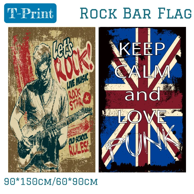 

Free shipping 90X150CM 60*90cm Punk Rock Polyester Flag For Music Bar Band Home Office 3x5ft Banner
