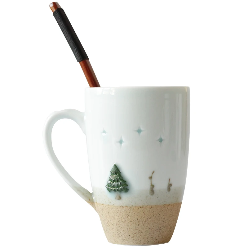 Ручная работа, креативная керамическая Рождественская чашка, простая кружка, Рождественская елка, кофейная чашка для влюбленных, Заказная Подарочная чашка - Цвет: 1