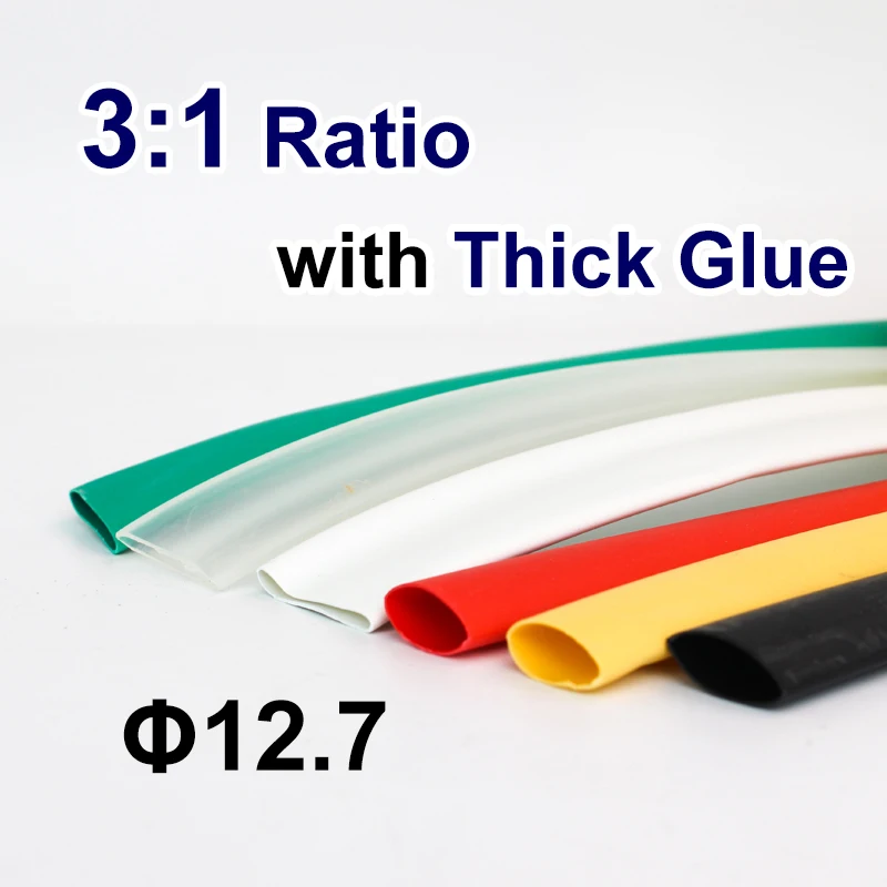 

1.22meter/lot 12.7mm 3:1 Heat Shrink Tube with Glue Adhesive Lined Dual Wall Shrink Tubing Wrap Wire Cable kit