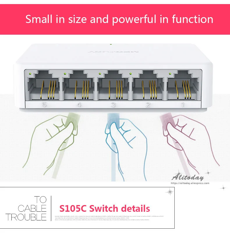 Ртути S105C коммутатора Ethernet WiFi модуль, мини 5 Порты и разъёмы Настольный Ethernet сетевой коммутатор gigabit 10/100 Мбит сетевой концентратор, маленький, подключи и играй, легкая установка