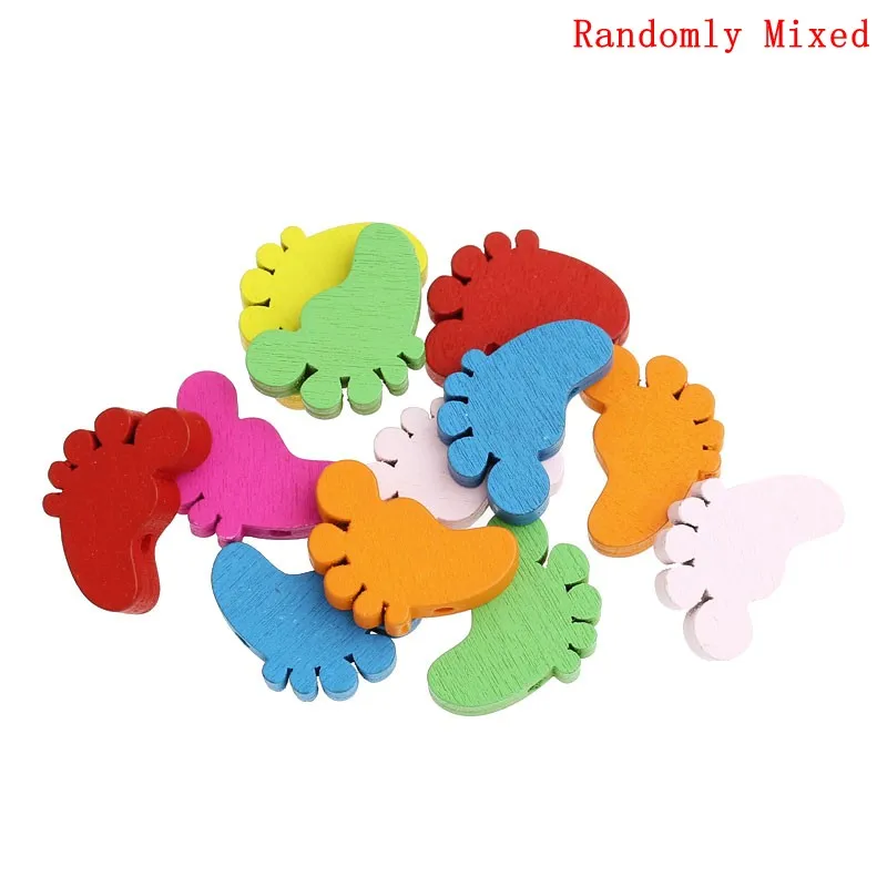 

DoreenBeads Hot Sale Wood Spacer Beads Cute Feet Pattern Mixed At Random About 21mm x18mm for DIY Craft, Hole: 2.4mm, 15 PCs