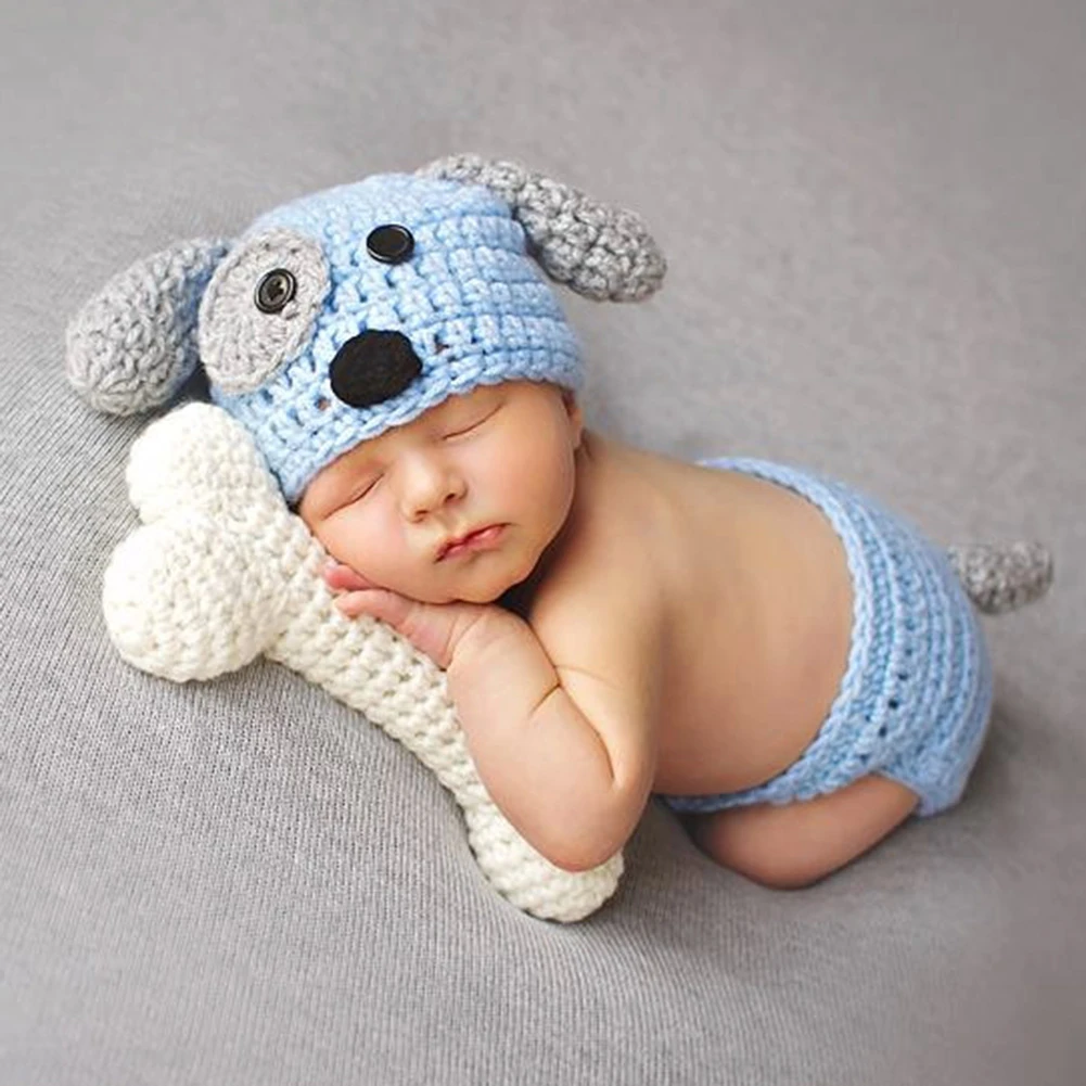Accesorios de fotografía recién nacido disfraz de lana tejida para bebé para fotografía de recién nacido Pelele con sombrero accesorios para recién nacido 2 uds 