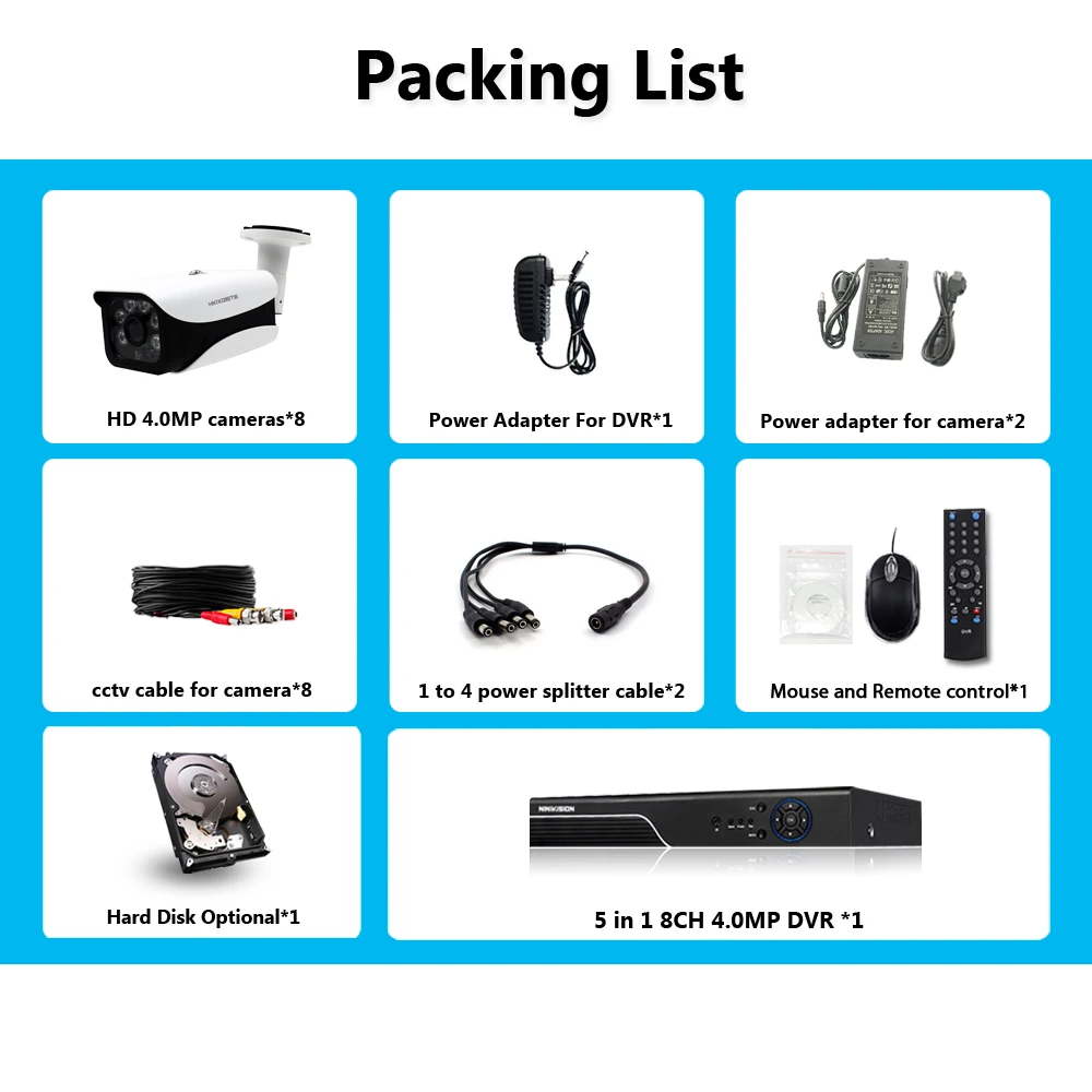 Камера видеонаблюдения 8 каналов AHD 4 МП DVR HDMI шт. HD ИК защита от непогоды МП|kit kits|kit