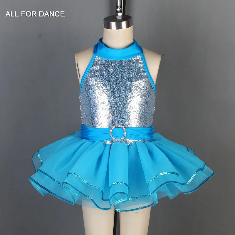 

19804 Girl Stage Performance Ballet Tutu Kid dance Costume Ballet Dance wear ballerina dance tutu light sea blue tutu