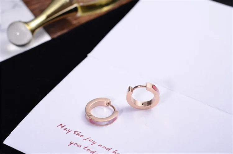 YUN RUO Новое поступление модные простые квадратные серьги-кольца розового золотистого цвета женский подарок девушке титановая сталь ювелирные изделия не выцветают
